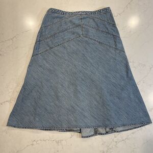 Sigrid Olsen SO Blue Sz 8 Light Wash Fit Flare‎ Denim Skirt Modest Midi Prairie